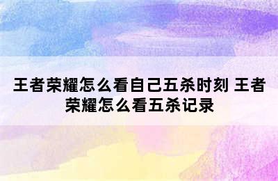 王者荣耀怎么看自己五杀时刻 王者荣耀怎么看五杀记录